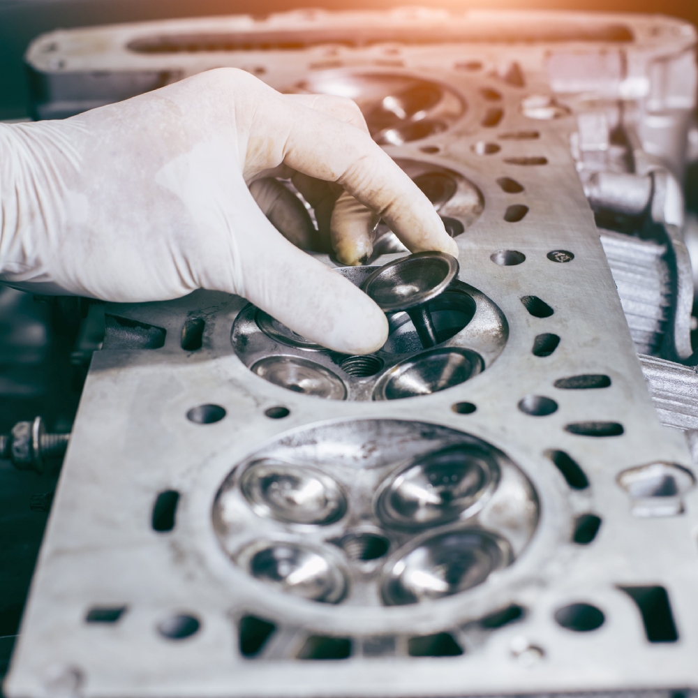 placing valves into refurbished cylinder head